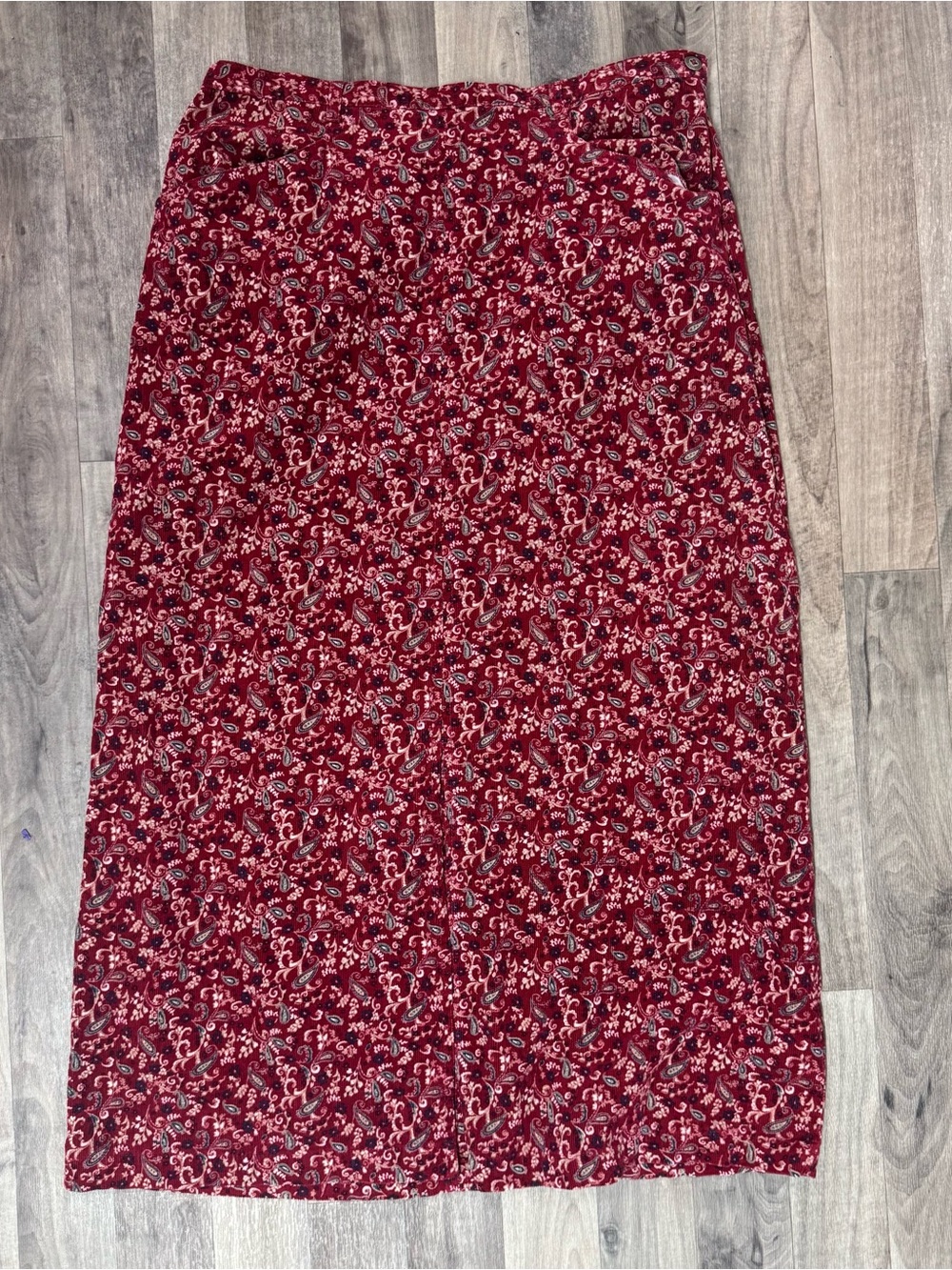 Bobbie Brooks Burgundy Paisley Cotton Maxi Skirt Women’s 16 Boho Cottagecore